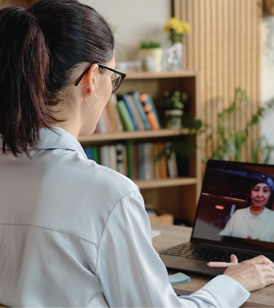 A practitioner on a telehealth consultation